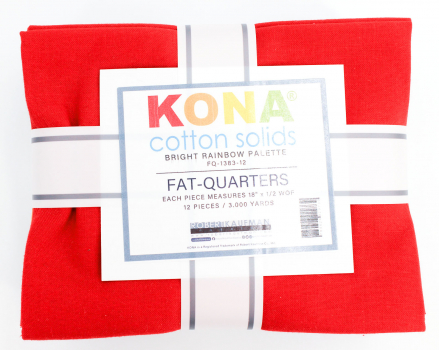 Preview: Kona Cotton Solids Fat Quarter Stoffpaket - Bright Rainbow